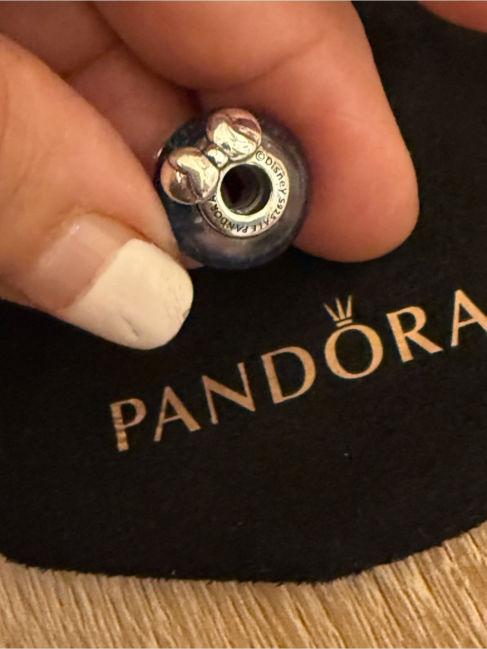 Pandora Blue-Purple Murano Glass Charm with Silver Bow Accent